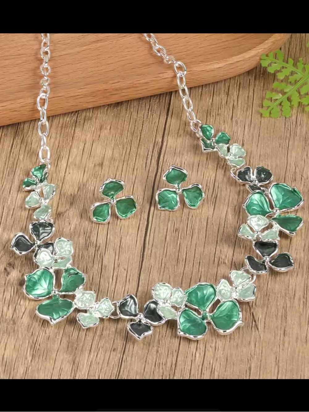 Nine West Vibrant hand painted Multi-color floral statement necklace + earrings